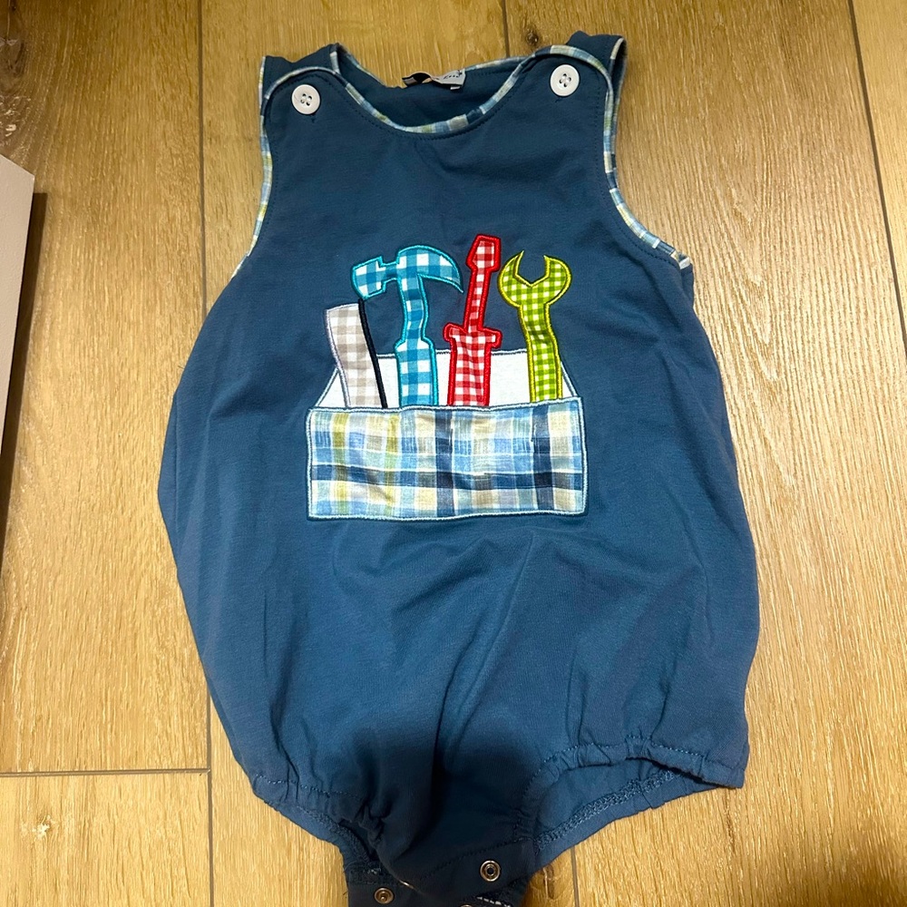 Blue Baby Romper with Tool Design